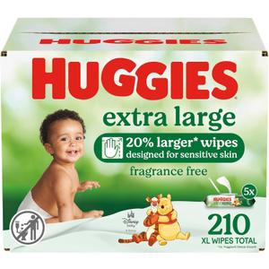 Huggies Extra Large Baby Wipes, Unscented, 5 Flip-Top Packs, 210 XL Wipes Total