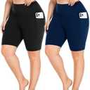 FULLSOFT Plus Size Biker Shorts for Women-High Waist X-Large-4X Tummy Control with Pockets Workout Shorts for Yoga, 2XL, 1 Piece