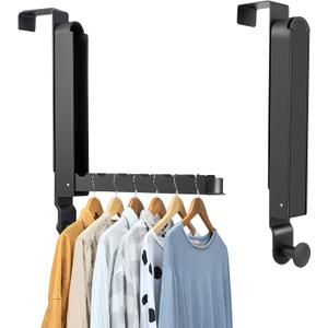 Over The Door Drying Rack, 1 Pack Foldable Over The Door Hooks Hanger for Laundry Clothes Heavy Duty Door Organizer Rack Coat Towels Hanging Storage for Bedroom Bathroom Kitchen