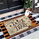 Halloween Trick or Treat Welcome Doormat, Spider Web Doormats Spooky Holiday Decor Front Door Mat Non-Slip Entrance Mat Low Profile Kitchen Floor Rug Decor for Home Patio 17 x 29 Inch