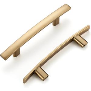 Ravinte 5 Pack Cabinet Handles Champagne Bronze Cabinet Pulls Kitchen Cabinet Handles,Curved Drawer Pulls in 5-3/16 Inch Length with 3 Inch Hole Center Arch Kitchen Cabinet Hardware
