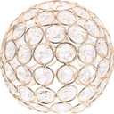 Uonlytech Gold Crystal Chandelier Lamp Shade Round Ceiling Lamp Cover Shade Table Wall Bulb Shade Cover Fixture Decorative Ceiling Light Pendant Shade