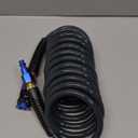 Heavy Duty Polyurethane Recoil Air Hose 1/4 in x 25 ft, Lightweight, Flexible Compressor Hose with Universal Quick Coupler, Plug and Bend Restrictors, Gray