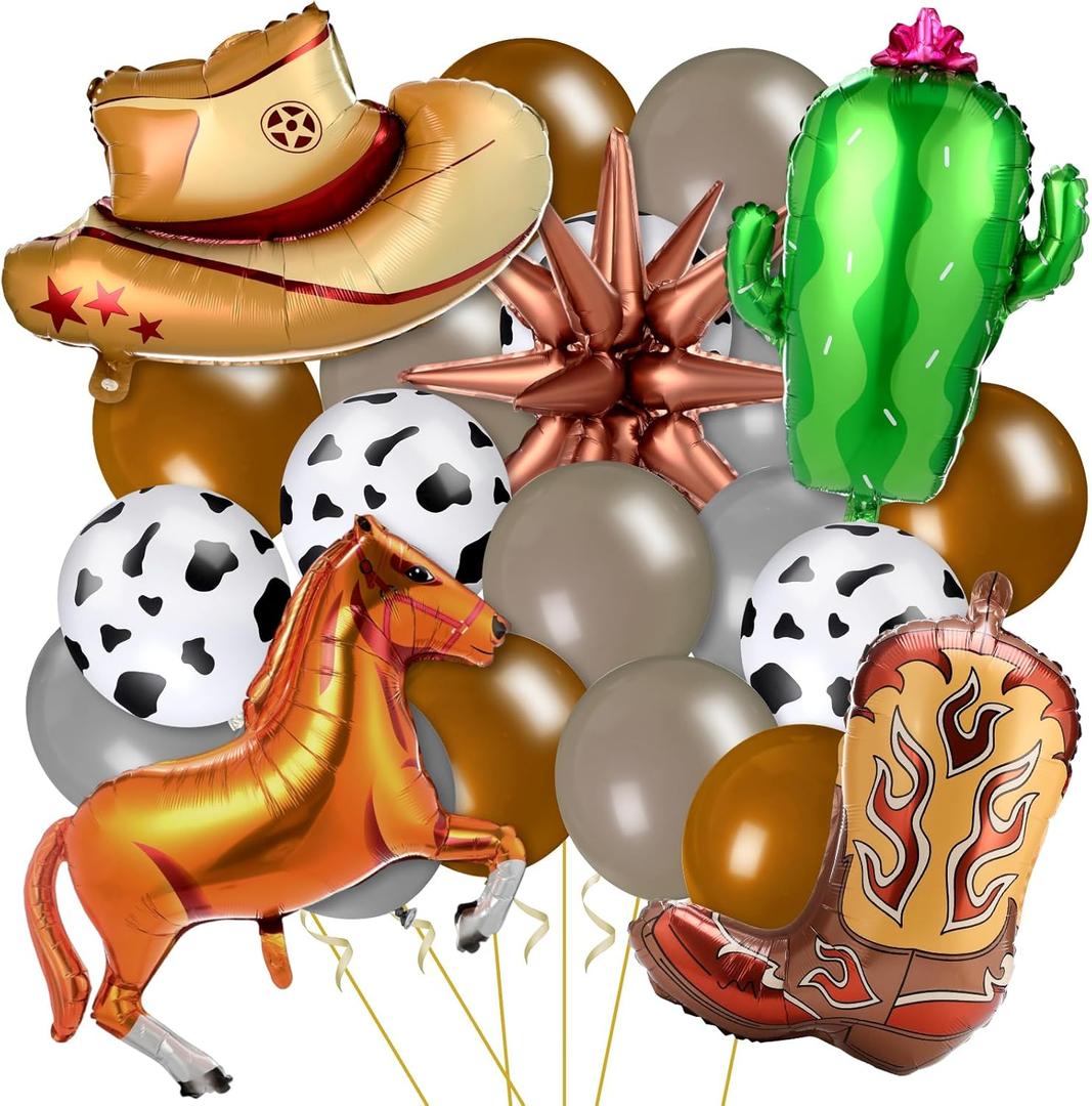 Hungdao Western Theme Party Balloons Large Horse Cowgirl Balloon for Birthday Party, Rodeo Wild West Theme Decoration, Baby Shower, Bachelorette Supplies(Cowgirl,Orange)