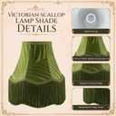 Fumete 2 Pcs 5 x 10 x 7.5 Inch Green Scalloped Lamp Shades with Fringe Trim Vintage Victorian Bell Lampshades Replacement Fabric Natural Tapered Lampshades Decor for Wall Sconce Pendant Light