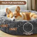 JOLLYVOGUE Calming Dog Beds Large Sized Dog, 36in Donut Washable Large Pet Bed, Anti-Slip & Anti-Anxiety Fluffy Faux Fur Round Dogs Bed, Fits up to 80 lbs Pets (Smoke Black)