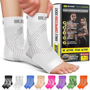 BLITZU Compression Socks for Plantar Fasciitis, Foot, Arch & Ankle Support L/XL 