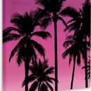 Pink Tropical Sunset Palm Trees, 17 x 17 Inch Canvas Wall Art