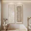Long Narrow Framed Neutral Abstract Vertical Wall Art, 2 Piece Modern Canvas Prints Paintings Artwork for Walls, Tall Beige Cream Minimalist Pictures for Living Room Bedroom Hallway Entryway Wall Decor 20"W x 60"H x 2sPc