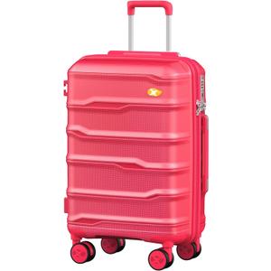 Carry On Luggage 22x14x9 Airline Approved, Hard Shell Suitcase with Spinner Wheels, PP Lightweight Luggages with TSA Lock, Carry-On Suitcases 20 Inch, Red