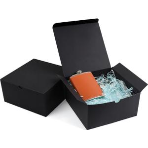 YUEFANBOX Black Gift Boxes with Lids, 8x8x4 inches, 10 Pack Easy Assemble Bulk Boxes with Bottom Stickers for Groomsmen Proposals, Wedding Favors, Birthdays & Christmas