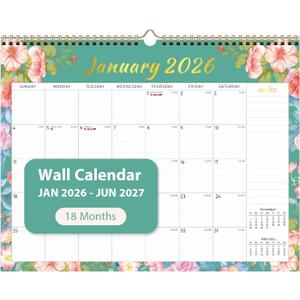 10 x 2026 Wall Calendar, Monthly Wall Calendars, Jan 2026 - Jun 2027, Desk Planner (8.5" x 11"), Hanging for Home, School, Office Supplies