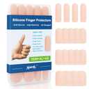 Gel Finger Cots Protectors, Silicone Fingers Covers Bandages Caps Sleeves for Fingertip Thumb Protection, Ideal for Trigger, Arthritis, Cracking, Blisters, Callus, Hangnail & Pain Relief (Nude, 10M+4L+4S)
