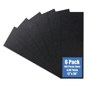 Kinlink Black ABS Plastic Sheet 12" x 36"x 0.06" Flexible Moldable Impact Strength and High Tensile 1/16" Thick (1.5mm) Abs Sheet Moldable Plastic DIY Materials for Home Decor and Handicrafts 6 Pack