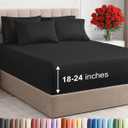 Extra Deep King Sheet Set - 6 Piece Breathable and Cooling Sheets - Hotel Luxury Bed Sheets Set - Easy & Secure Fit - Soft, Wrinkle Free and Comfy Sheets Set - Black Sheet Set with Extra Deep Pockets