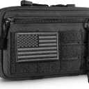 Tactical Molle Admin Pouch Utility Laser Cut EDC Tool Pouch Bag Horizontal Modular Pouches Include US Flag Patch and Keychain (Black)