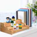 Spice Rack Kitchen Cabinet Organizer- 3 Tier Bamboo Expandable Display Shelf Yellow