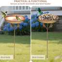 Metal Bird Bath for Outdoors-5 Pronged Base and Detachable Metal Stake, Removable 12" Dia Birdbath Bowl, Easy to Clean and Durable Birdbaths for Garden Yard Lawn Decor