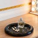 Natural Marble Round Vanity Tray Jewelry Makeup Dish Decorative Tray for Coffee Table,Bathroom,Bedroom (Portoro)