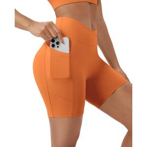 Women's Workout Shorts Crossover Scrunch Butt Lifting High Waisted Gym Shorts Running Yoga Booty Shorts with Pockets XL
