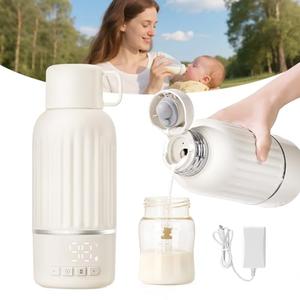 Snow Bear Portable Bottle Warmer for Travel, Fast Heating in 2.5 Mins for Breast Milk, 10200mAh Battery with LED Display, 17oz Large Capacity, Baby Bottle Warmer with Precise Temperature Control-Cable