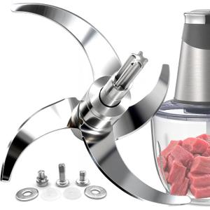 Stainless Steel Food Processor Blade, Plastic-Free & Self-Adjustable Height, 8 Cup/2L Chopping Blade Compatible with Ganiza, SPZTJK, BUMET, Syvio, Homeasy ect. Bi-Level Blades, Safer Baby Food Making (Medium)