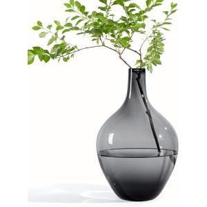 Jovinsegz Large Glass Vase, Floor Vase Decorative Tall, Black Grey Glass Vase for Flowers, Clear Glass Vase, Decorative Bubble Vase for Farmhouse Home Floor Room Decor, Housewarming Gift, 15inch