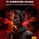 Wireless Gaming Headset, 7.1 Surround Sound, 2.4Ghz USB Gaming Headphones Bluetooth 5.4, 100-Hr Noise Canceling Mic RGB Light, Wireless Headset for PC PS5 PS4 Mac Switch, ONLY Wired Mode Suit for Xbox