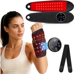 Upgraded Pro Red Light Therapy for Hands Wrist with Heat, Massage, 3000mAh Magnetic Controller, Carpal Tunnel Support, 36 LEDs (660nm/850nm) Wrist Wrap Pad for Knee Ankle Foot Joint & Daily Relaxation
