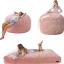 MAXYOYO Giant Bean Bag Chair Bed for Adults, Convertible Beanbag Folds from Lazy Chair to Floor Mattress Bed, Large Floor Sofa Couch, Big Sofa Bed, High-Density Foam Filling, Machine Washable, Single (Twin)