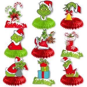 9 Pcs Christmas Decorations Christmas Party Centerpiece Honeycomb Table Toppers for Party Home Decorations