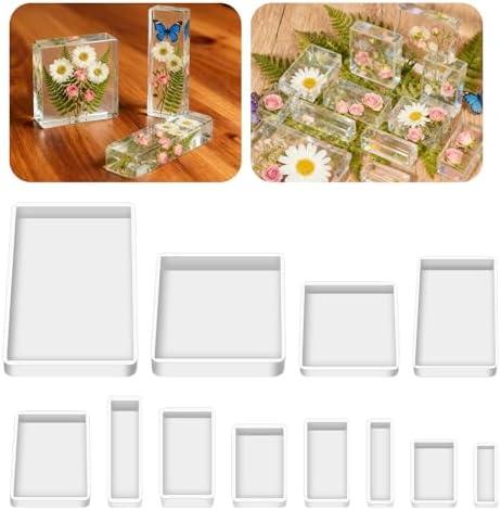 12 Sizes Silicone Epoxy Resin Molds, Square Rectangular Resin Art Display Mold, Soft and Easy to Unmold, Silicone Casting Molds, for Soap, Candles, Specimen, Dried Flower, DIY Handicrafts
