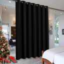 RYB HOME Privacy Curtain for Sliding Glass Door, Light Block Noise Reduce Insulated Curtain Screen Ceiling to Floor for Locker Room Basement Bedroom Closet, 100 inch Wide x 96 inch Long, Black