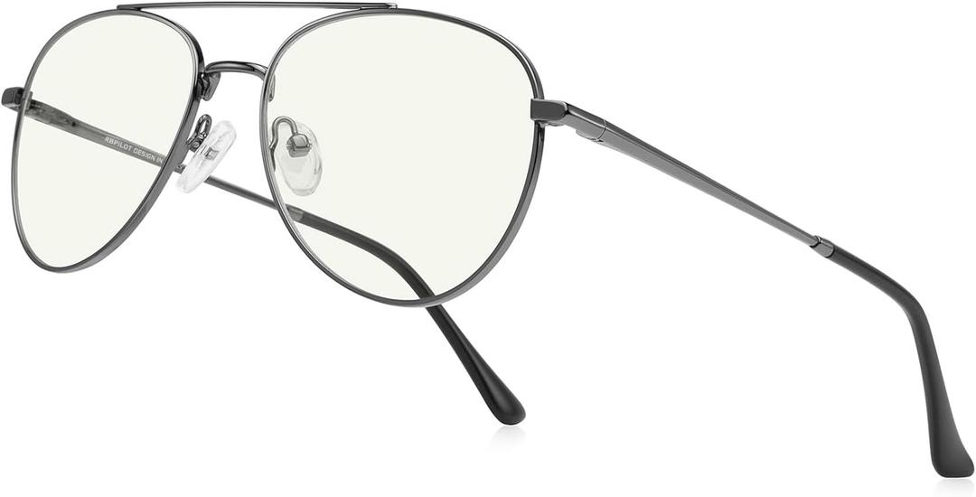 Aviator Reading Glasses for men and Women Blue Light Blocking Lens Spring Temple (Gunmetal)