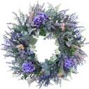 Wreath for Front Door 24 Inch Spring Summer Wreaths with Eucalyptus Leaves Lavender, Hydrangea Bouquet Green Summer Wreaths for Indoor Outdoor Door Wall Window Home Weddings Decor All Seasons