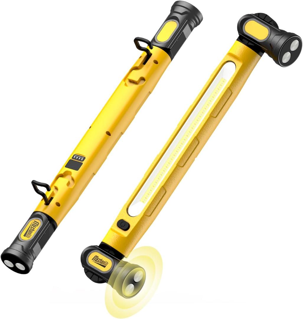 Under Hood Work Light Bar, 3000LM LED Magnetic Light Bar with Hooks, 5200mAh Cordless Rechargeable Hood Light for Mechanic/Car Repairing/Garage-Yellow