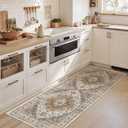 Madane Hallway Runner Rug - 2x5 Rug Runner Washable Runner Rugs Non-Slip Low-Pile Kitchen Runner Rug Laundry Room Rug Throw Carpet for Entrance Bedroom Living Room (2'x5', Turmeric/Grey)