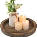 Hanobe Candle Plate Holder Tray: Round Wood Decorative Candle Plate - Rustic Farmhouse CoffeeTable Decor - Tealight Pillar Trays for Home Decor (Distressed)