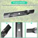 GX21784 High Lift Blades for 48" Deck, GY20852 Mower Blades Compatible with John Dee re D140 D150 D160 Z245 Z255 Z355E Z355, Replaces GX21785, AM137757, AM141035, 3 Pack