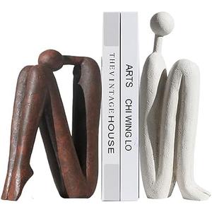 Decorative Bookends for Heavy Books, Thinker Statue Book Holders for Shelves & Office Desk, Abstract Decor Aesthetic Book Ends Stoppers, Modern Bookshelf Decoration