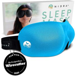 Nidra Sleep Mask for Side Sleepers  Ultra-Soft, Contoured 3D Eye Shade for Travel & Rest  Zero Pressure Fit  Blue, Standard Size