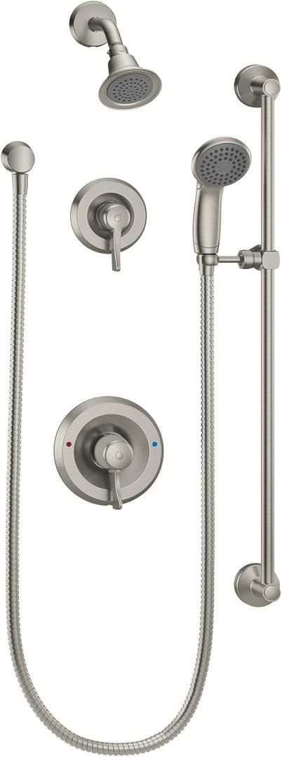 Moen Commercial Classic Posi Temp Shower System with Handheld for Bathroom, Valve Required, Brushed Nickel Finish, T8342EP15CBN