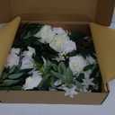 Floroom 6ft Artificial Eucalyptus Garland with Flowers Fake Greenery Faux Floral Vine Garland for Table Decor Wedding Centerpieces Bridal Shower Party Decorations, Ivory White