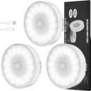 Motion Sensor Light Indoor [Upgraded 14 LEDs], 3 Pack Rechargeable Night Light, Wide Detection Range, 3 Light Modes, Bedroom Closet Lights, Anywhere Stair Light, Hallway Light - Cold White