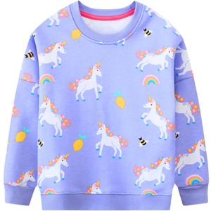 Toddler Girl Cotton Long Sleeve Sweatshirt Christmas Clothing 2-9Y (8-9 Years, #Lavender Unicorn)