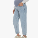 POSHGLAM Women's Maternity Jeans Over Belly Comfy Stretch Boyfriend Jeans Loose Pregnancy Pants, No Size