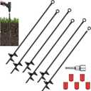 Lasnten 30 Inch Heavy Duty Ground Anchor Spiral Blade Earth Anchor Kit Metal Anchor Hook Beach Sand Stakes Camping for Securing Animals, Shelters, Tents, Canopies(Black,6 Pcs)