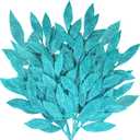 Winlyn 20 Pcs Teal Glitter Bay Leaf Sprays Artificial Christmas Tree Picks Sprays 12.7" Tall for Teal Christmas Tree Winter Wreath Swag Floral Arrangement Vase Wedding Bouquet Centerpiece Decoration