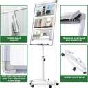 Mobile Dry Erase Board, 40x28 inches Magnetic Portable Whiteboard Stand Easel White Board with 25 Sheets Paper Pad, Height Adjustable Flipchart Easel Board for School, Office, Home