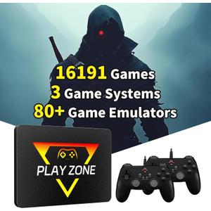 Game Console HDD with 3 Game Systems, Video Game Console with Built in 16191 Games, Emulator Console has 80+ Emulators, Game SSD for PC (Playzone-BTBW)